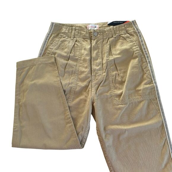Sundry Khaki Side Stripe Straight Leg High Waisted Casual Pants Size 29 NWT - Picture 1 of 11